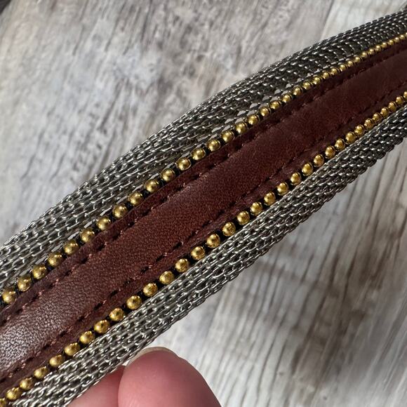 Vintage Brown Leather Chain Belt Western Boho Statement 90s Y2K Medium main image 4